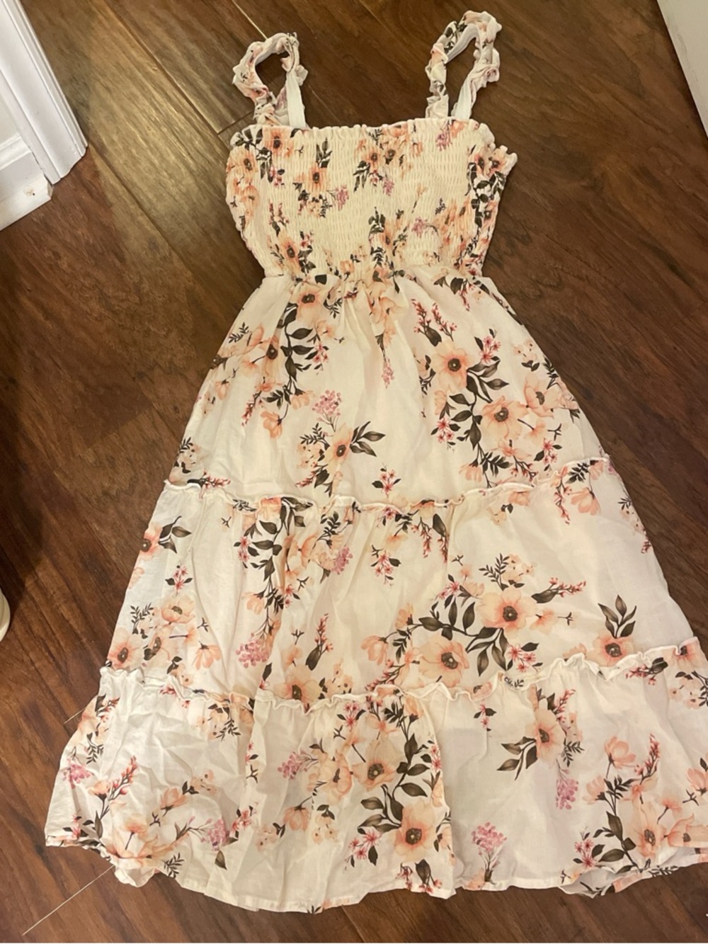 Cream floral midi dress